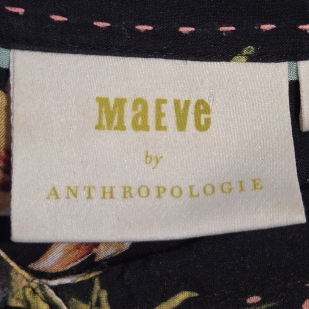 Maeve Floral Black Wildlife Rayon Blouse Size 8 - Picture 11 of 11